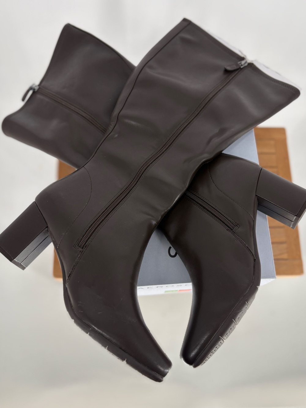 New Women’s AEROSOLES Black Mid-Calf Block Heel Boots size 10 WW